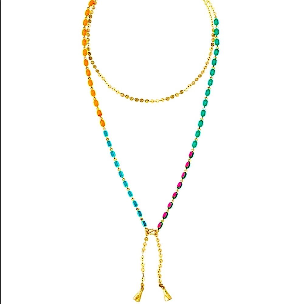 Lariat Statement Wrap Necklace Stella & Dot Poppy Rainbow Convertible Bracelet